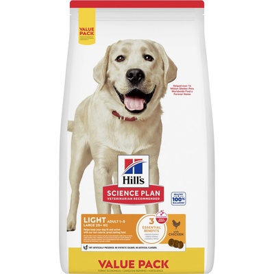 Hill's Science Plan Light granule pre dospelých psov veľkých plemien s kuracím 2 x 18 kg