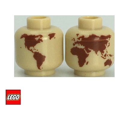 LEGO® 6407746 Hlava potištěná, Globus, Mapa Světa