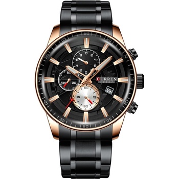 Curren Мъжки часовник Curren Immortelle, Хронограф, Неръждаема стомана, Кварцов, Черен/Розово злато (CURREN-8362-BLACK-ROSEGOLD)