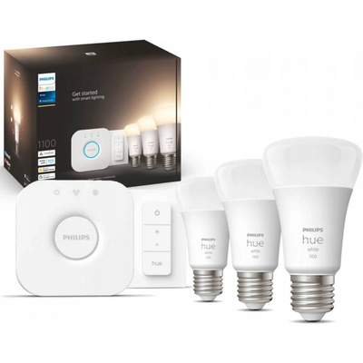 Philips Propojovací zařízení Hue BRIDGE a 3 ks LED žárovek E27 9,5W 75W teplá bílá 2700K stmívatelné