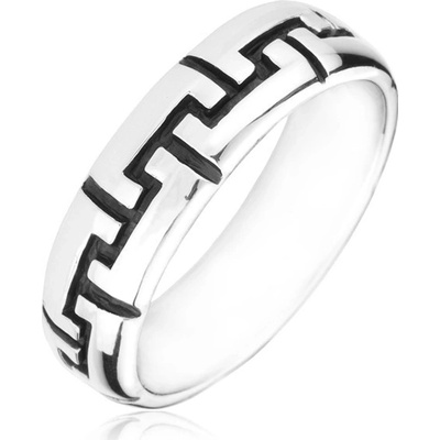 Šperky eshop Stříbrný prsten 925 černé gravírované zoubky H18.13