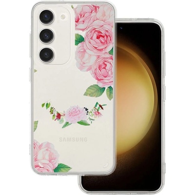 Кейс Tel Protect Flower, за Samsung Galaxy A14 4G/5G, Защита около камерата, Прозрачен с розови рози (4227)