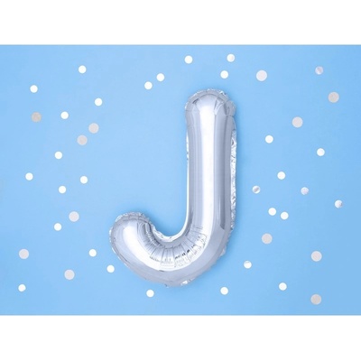 Party Deco FB2M J 018 Fóliový balón strieborný písmeno 35 cm J