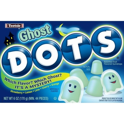 Tootsie Dots Ghost žvýkací bonbonky s ovocnými příchutěmi ve tvaru duchů 170 g
