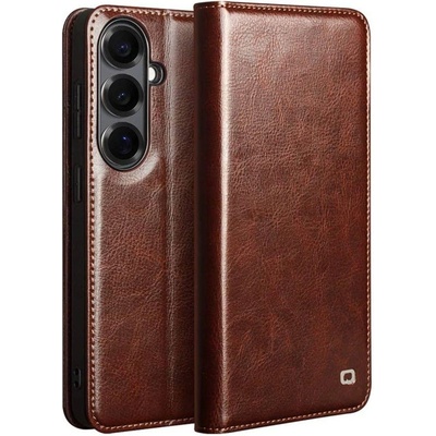 Qialino Кожен Калъф за Samsung S26 Plus, Qialino Book Case, Кафяв (5966011992151)