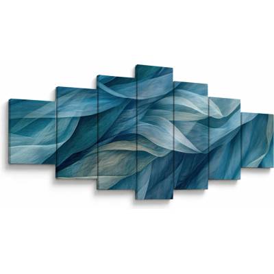 Obraz - Modrobiele vlnky, sedemdielne 210x100 cm