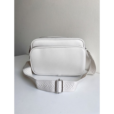 Praktická biela crossbody kabelka s dvoma priehradkami