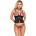 Abierta Fina Lace with Velvet Longline Bra & Crotchless Panties Set 2221306 Black 80B/M