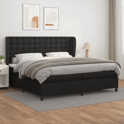 Petrashop 3129051 boxspring postel s matrací černá umělá kůže