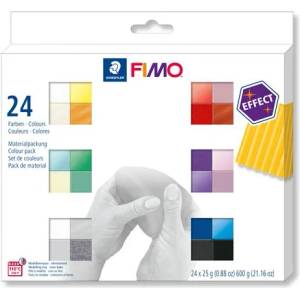 FIMO Глина, комплект, 24x25 g, горима, FIMO "Effect Colours" 24 различни цвята 8013C24-1 (8013C24-1)