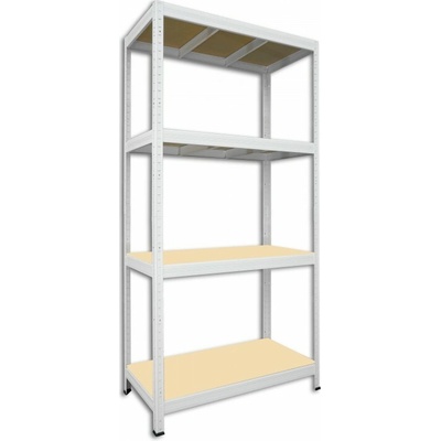 Biedrax Kovový regál 45 x 90 x 180 cm, biely - 4 police MDF