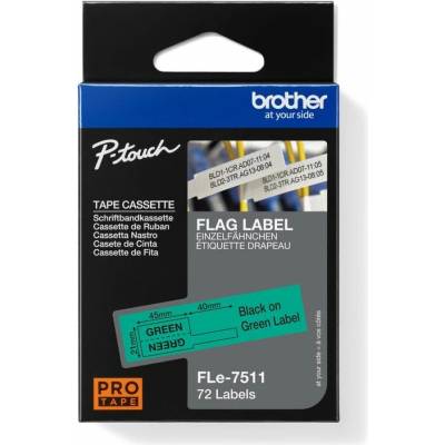 BROTHER FLe-7511 předřezané štítky černá na zelené 21 mm šířka
