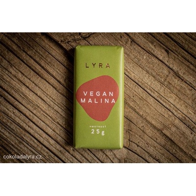 Lyra MINI VEGAN MALINA Veganská "mléčná" čokoláda bez mléka s lyofilizovanými malinami 25 g