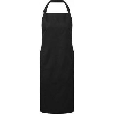 Premier Workwear Vysokogramážová fairtrade zástěra z organické bavlny 2 boční kapsy Černá 86x72cm PW120