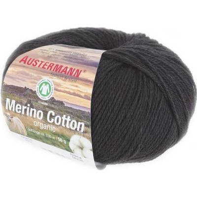 Austermann MERINO COTTON - 55% vlna merino, 45% bavlna - Ručně pletací příze Barva: 02 SCHWARZ