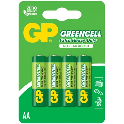 GP Batteries Цинк карбонова батерия GP R6 GREENCELL 15G-U4 -4 бр. в опаковка- blister 1.5V (GP-BM-15G-U4)