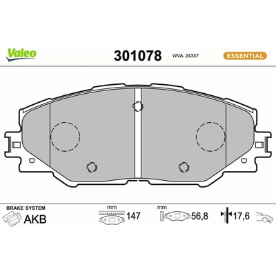 301078 VALEO Sada brzdových destiček, kotoučová brzda