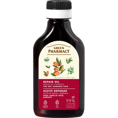Olej pre suché a poškodené vlasy s arganovým olejom a lopúchom Green Pharmacy Repair Oil - 100 ml
