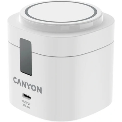 CANYON Безжична зарядна станция Canyon OnCharge 405, 4-в-1, Qi2, 30W, бяла (CNS-WCS405W)