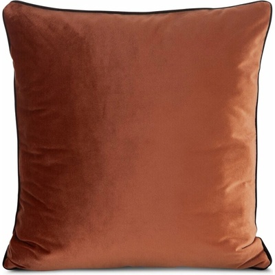 Takoy Obliečka na vankúš 60x60 cm zamatová, tehlová s jemným leskom s ozdobnou paspulou GAJA 2-HF-478421 | 60 x 60 cm