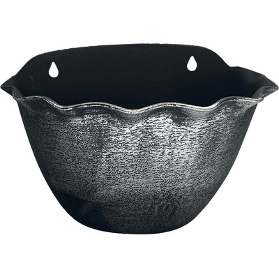 Kvetináč Strend Pro Wave, 26x18 cm, strieborný, metalický efekt, závesný