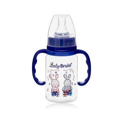 Baby Bruin detská kojenecká fľaša s uškom modrá 120 ml