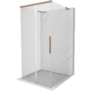 Mexen Rox-3S L 3-стенна плъзгаща се душ кабина 110 x 110 см, прозрачна, четкана мед - 8C2L-110-110-65-00-3S (8C2L-110-110-65-00-3S)