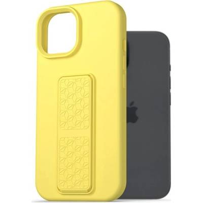 Púzdro AlzaGuard Liquid Silicone Case with Stand na iPhone 15 žlté