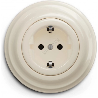 Reblig - Ретро домашна розетка с рамка SCHUKO 230V/16A бежова (RG0134G)