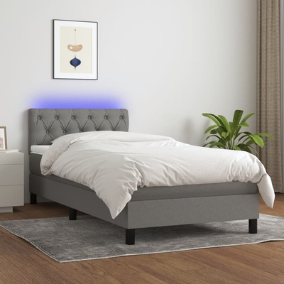 Petrashop 3133350 boxspring postel s matrací a LED tmavě šedá textil