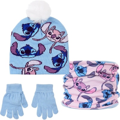 souprava nákrčník čepice a rukavice LILO A STITCH SC hy 40084 modrá
