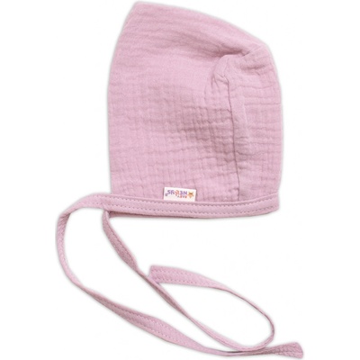 Pletená čiapočka na zaväzovanie bonetka Girl Hand Made Baby Nellys púdrová