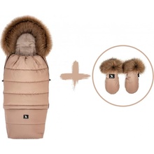 Cottonmoose Set zimní fusak s rukavicemi COMBI YUKON 3v1 Camel kávová