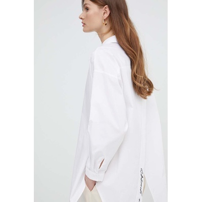 TWINSET Риза Twinset дамска в бяло със свободна кройка с класическа яка (241AT2085)
