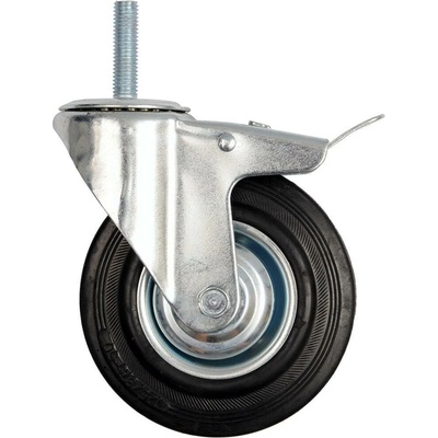 Kolečko otočné s brzdou, gumové se šroubem 100kg 125/33/153mm