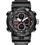 SMAEL Спортен мъжки часовник Smael G Sport, Хронограф, Двойно време, LED Подсветка, Черен (SMAEL-8038-BLACK-BLACK) Часовници
