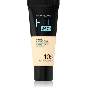 Maybelline new york Fit Me! Matte+Poreless матиращ фон дьо тен за нормална към мазна кожа цвят 105 Natural Ivory 30ml