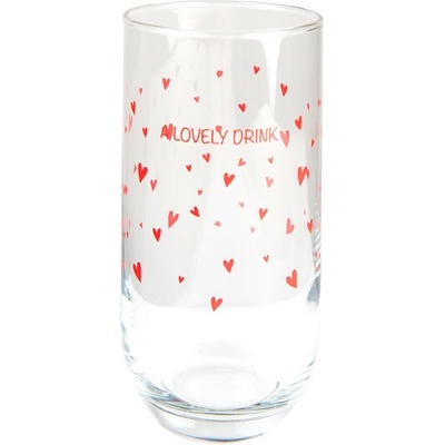 Clayre & Eef Pohárik s červenými srdiečkami A Lovely Drink Ø 6*14 cm 280 ml