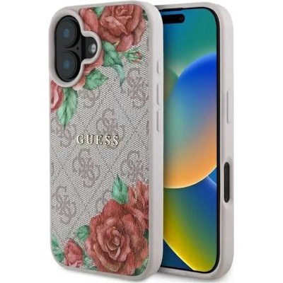 GUESS GUHMP16SP4ROPEMCP iPhone 16 6.1" розов/розов твърд калъф 4G Flowers Print MagSafe (3666339350543)