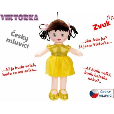 Mikro trading Viktorka hadrová 32 cm česky mluvící žlutá