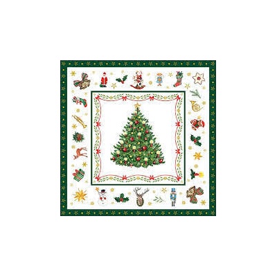 Ambiente obrúsky Christmas Evergreen White veľké 33x33cm