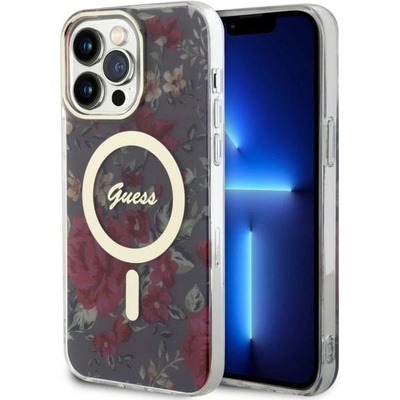 GUESS Кейс Guess GUHMP14XHCFWSA за iPhone 14 Pro Max 6.7", зелен / зелен, твърд, Flower MagSafe (GUE002735-0)
