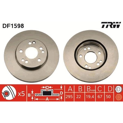 Brzdový kotúč (cena za 1ks) TRW DF1598