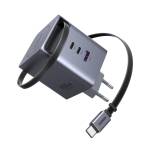 UGREEN 100W 2xUSB-C GaN бързо зарядно устройство с прибиращ се кабел X616
