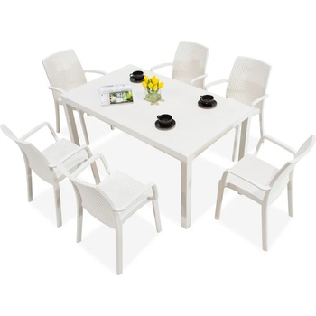 BICA Комплект техноратанови мебели Houston / Indiana за 6 души бели Bica (BC9094BL-6x9093BL)