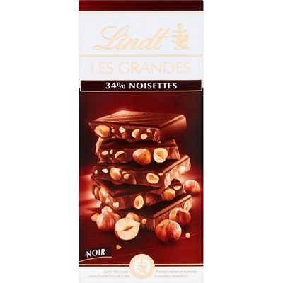 Lindt Les Grandes Horká čokoláda s lieskovými orieškami 150 g