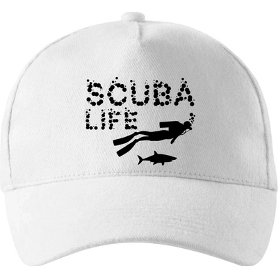 Scuba life so zahnutým šiltom a mosaznou sponou Biela