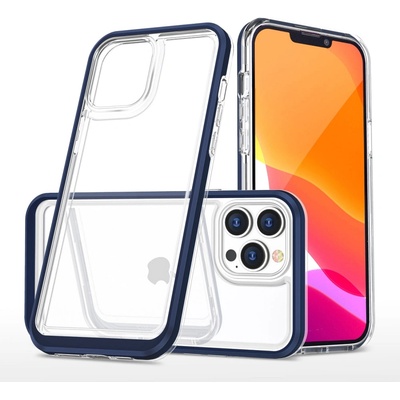 HQWear Прозрачен кейс 3в1 за iPhone 13 Pro Max с гел рамка, син (9145576242551)