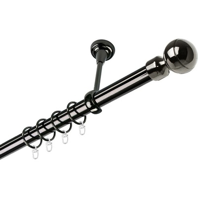 OK-GarnýžeCY Garnýž kovová jednořadá 25mm Paola onyx 250 cm do stropu / kroužky s háčkem