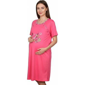 Нощница за кърмачки в цвят розов корал с щъркел